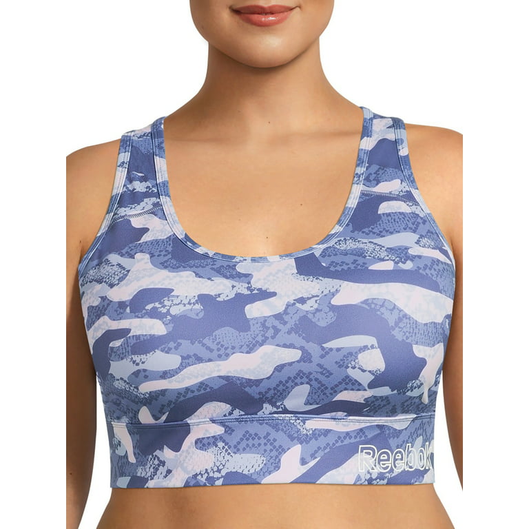 Reebok Women's Plus Size Essential Printed Sports Bra with Back Pocket and  Removable Cups, Sizes 1X-4X 
