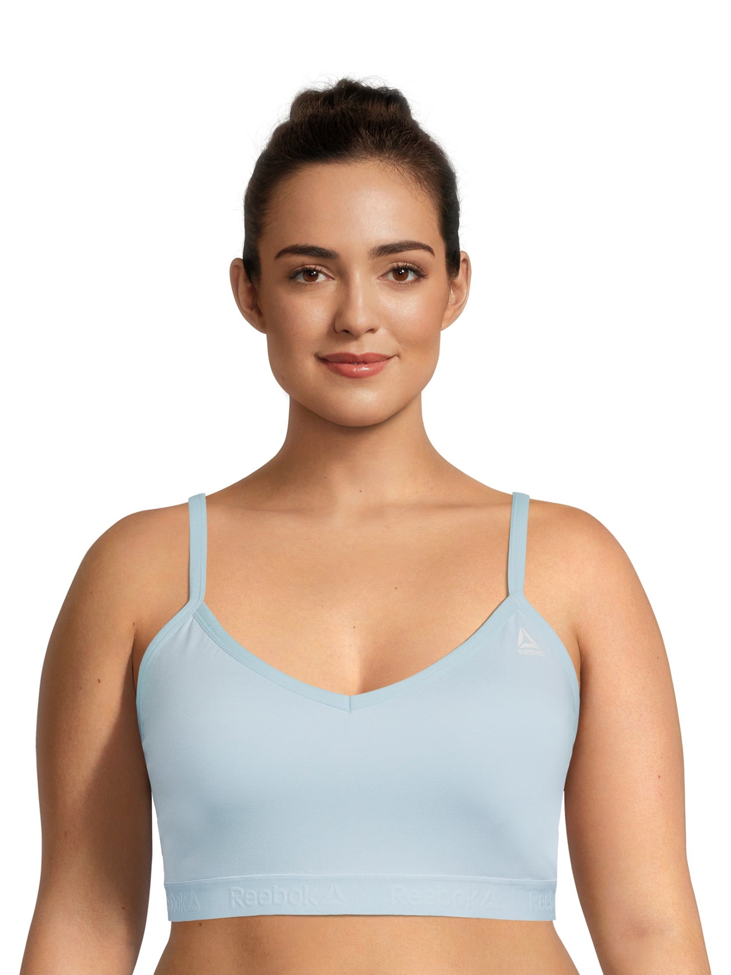 Reebok Women's Plus Size Everyday Racerback Sports Bra with Mesh Panel and  Removable Cups 
