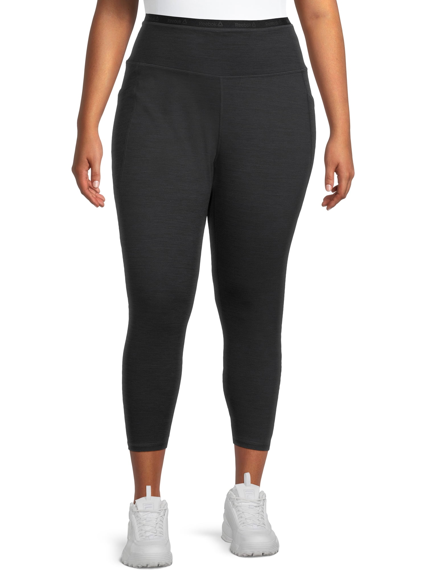 Reebok Women's Plus Size Flex High Rise 7/8 Leggings with Side Pockets ...