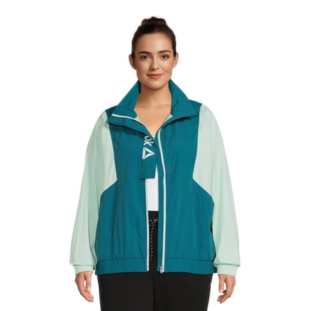 Reebok Women's Plus Size Focus Track Jacket with Front Pockets and Front Flap