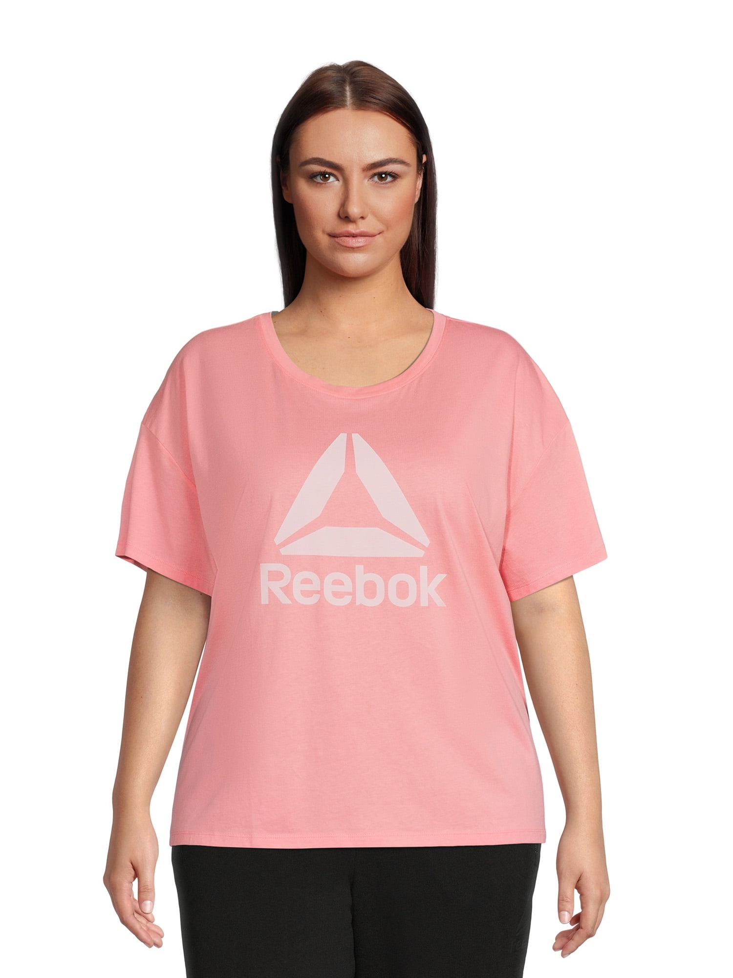 Reebok Women's Plus Size Infinity Short Sleeve Cropped Jersey Tee