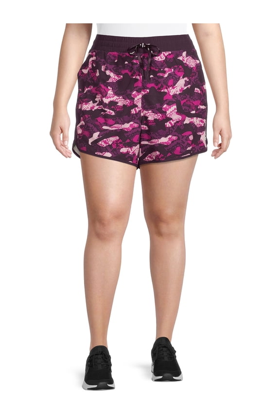 Women's Plus Size Printed Essential Running Shorts with Pockets