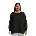 Reebok Women's Plus Size Crew Neck Sweatshirt, 3X, Black 80 Cotton