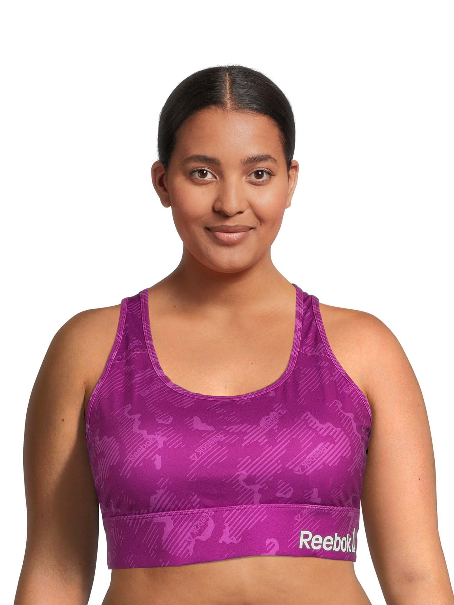 Reebok Women's Plus Size Medium Impact Getaway Bra with Pocket and  Removable Cups, Sizes 1X-4X