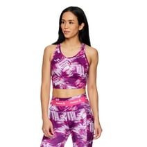 Reebok Women's Printed Medium Impact Cropped Bra Tank With Removable Cups