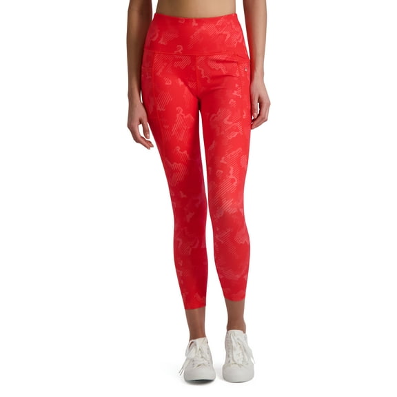 Reebok Women's Printed Prime Highrise 7/8 Legging with 25" Inseam and Side Zipper Pocket