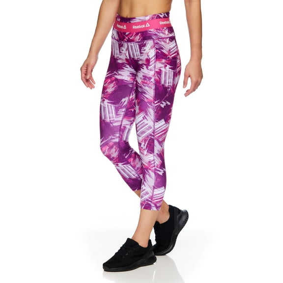 Reebok Women's Printed Revolve High Rise Capri Legging With 22" Inseam And Side Pockets