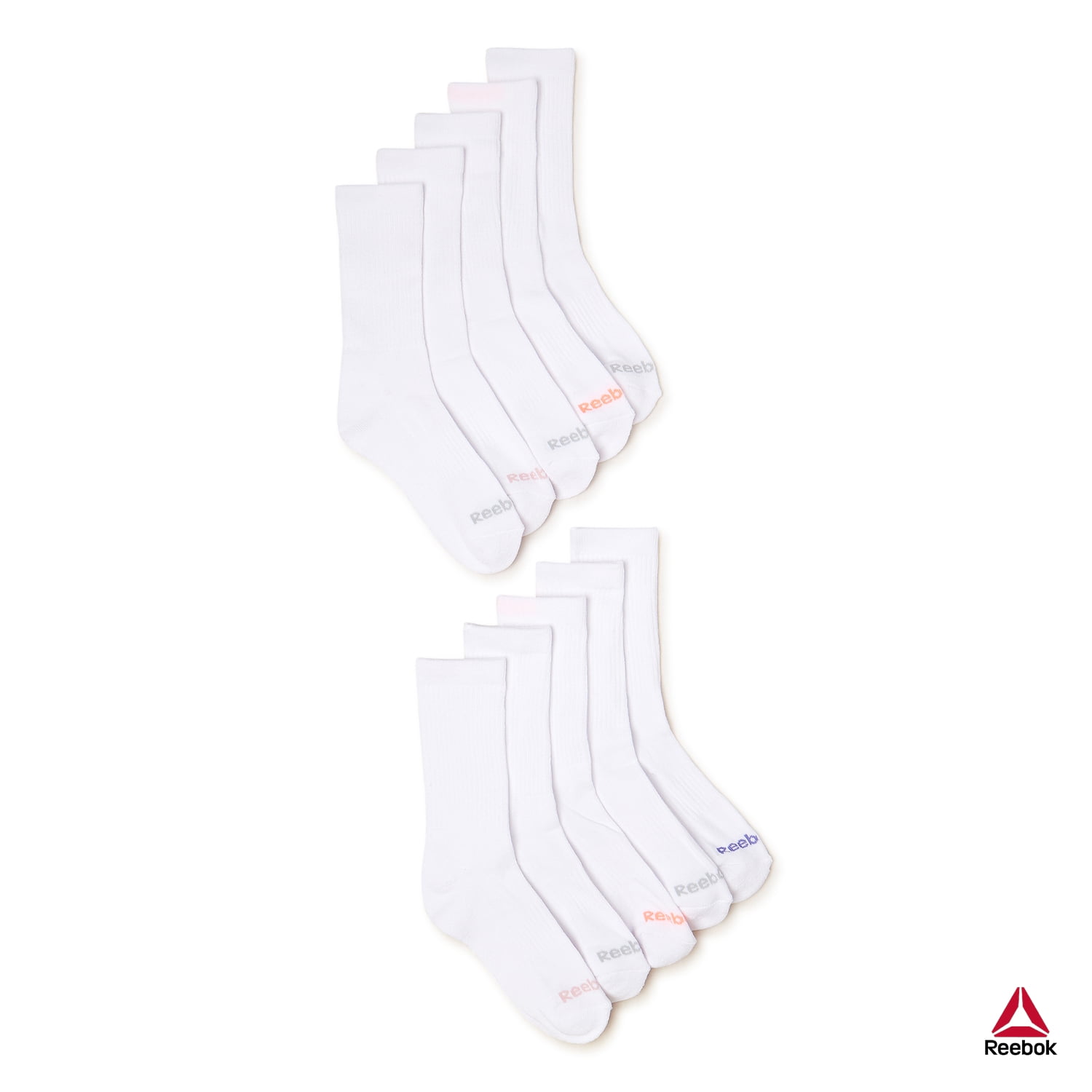 Reebok Women's Pro Series Cushion Crew Socks, 10Pack