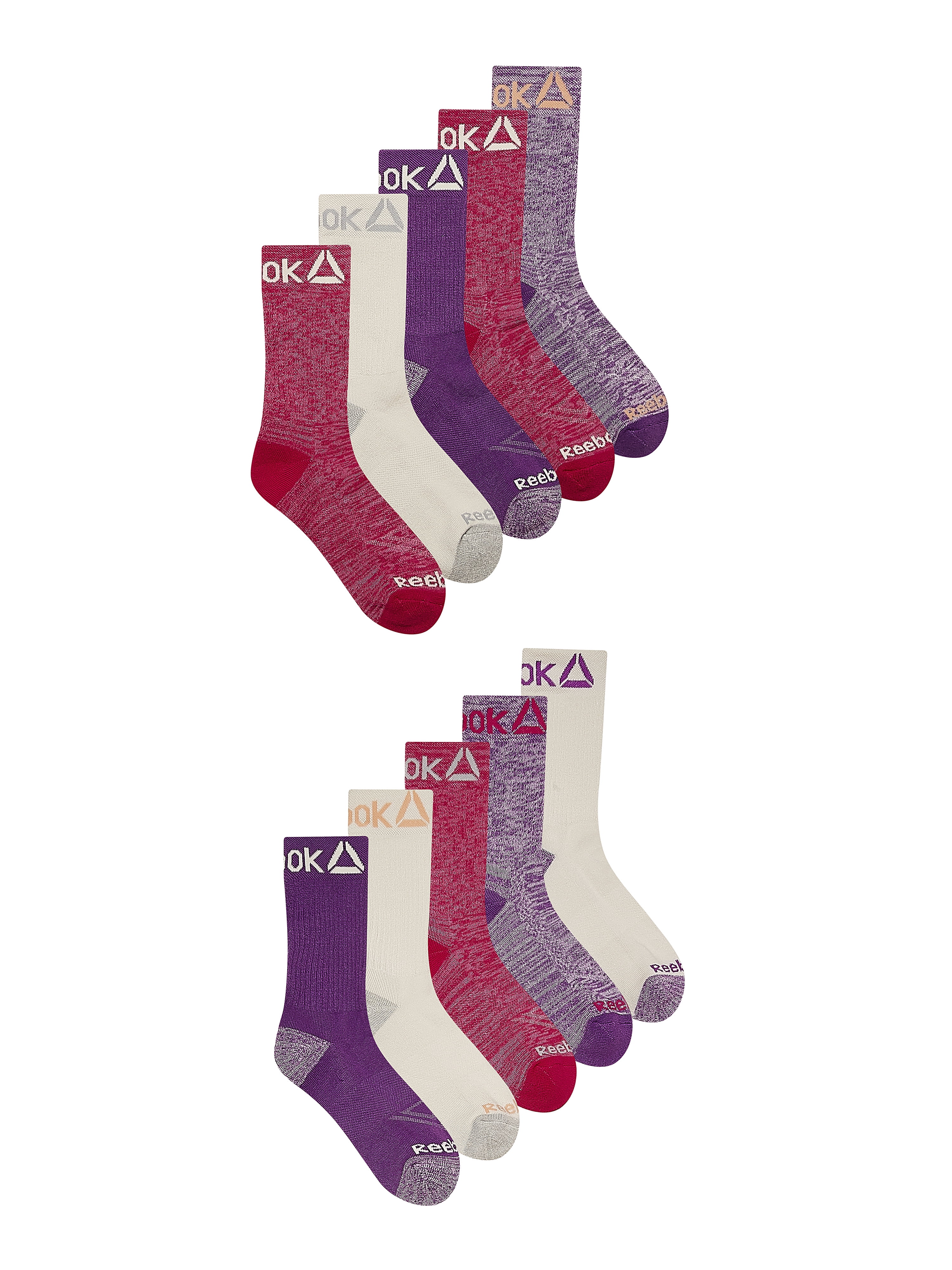 Reebok Women's Pro Series Cushioned Crew Socks, 10-Pack