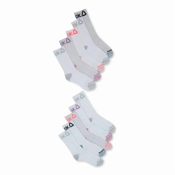 Reebok Women's Pro Series Cushioned Crew Socks, 10-Pack