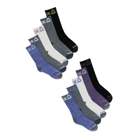 Reebok Women's Pro Series Cushioned Crew Socks, 10-Pack