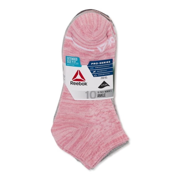 Reebok Women's Pro Series Performance Lightweight Ankle Socks, 10-Pack