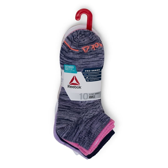 Reebok Women's Pro Series Performance Lightweight Ankle Socks, 10-Pack