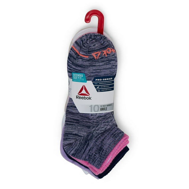 Reebok Women's Pro Series Performance Lightweight Ankle Socks, 10Pack