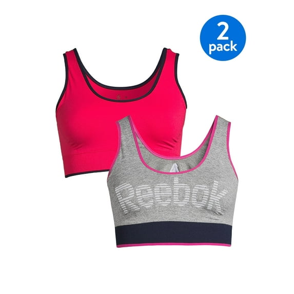 Reebok Women's Retro Seamless Stretch Bralette, 2 Pack