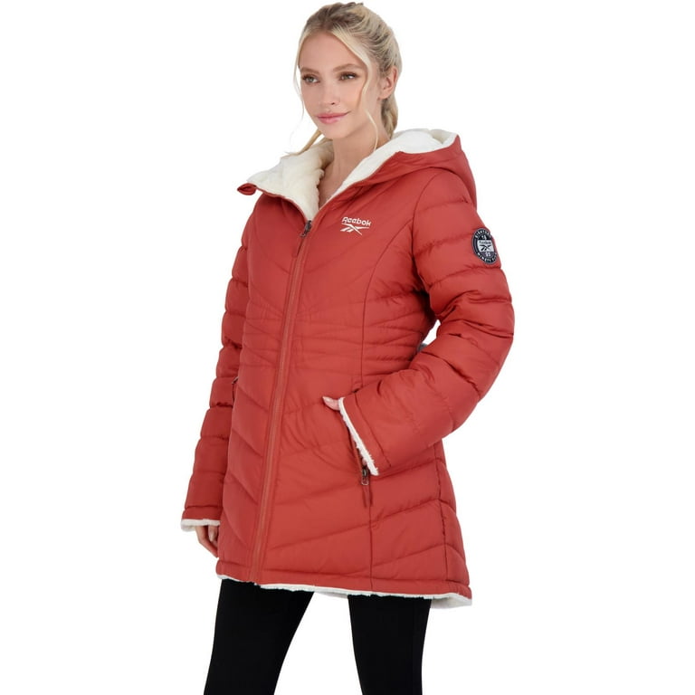 Reebok Women's Reversible Quilted Cozy Lined Puffer Coat 