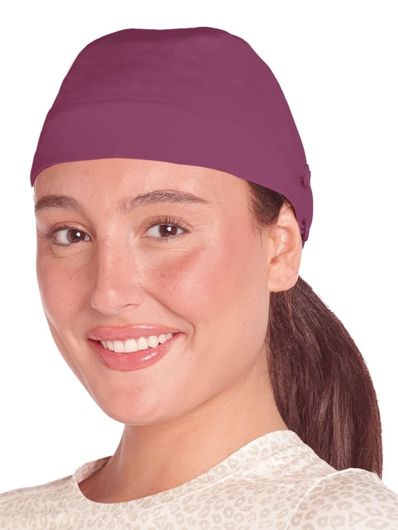 Women's Scrub Cap Surgery Cap with Mask Buttons, 1 Pack, One Size