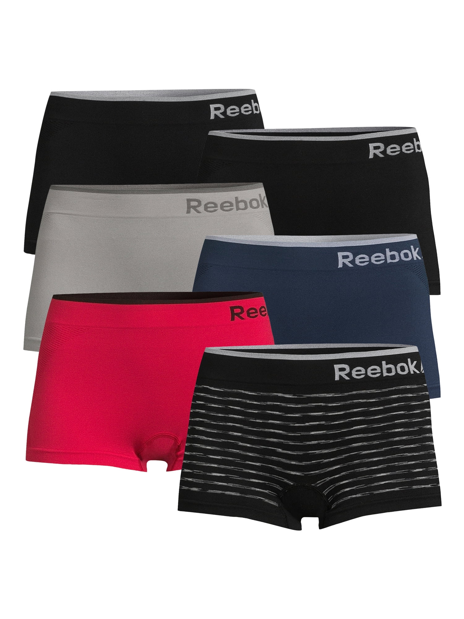 Reebok Women's Seamless Boyshort Panties, 6-Pack, Sizes S-XXL