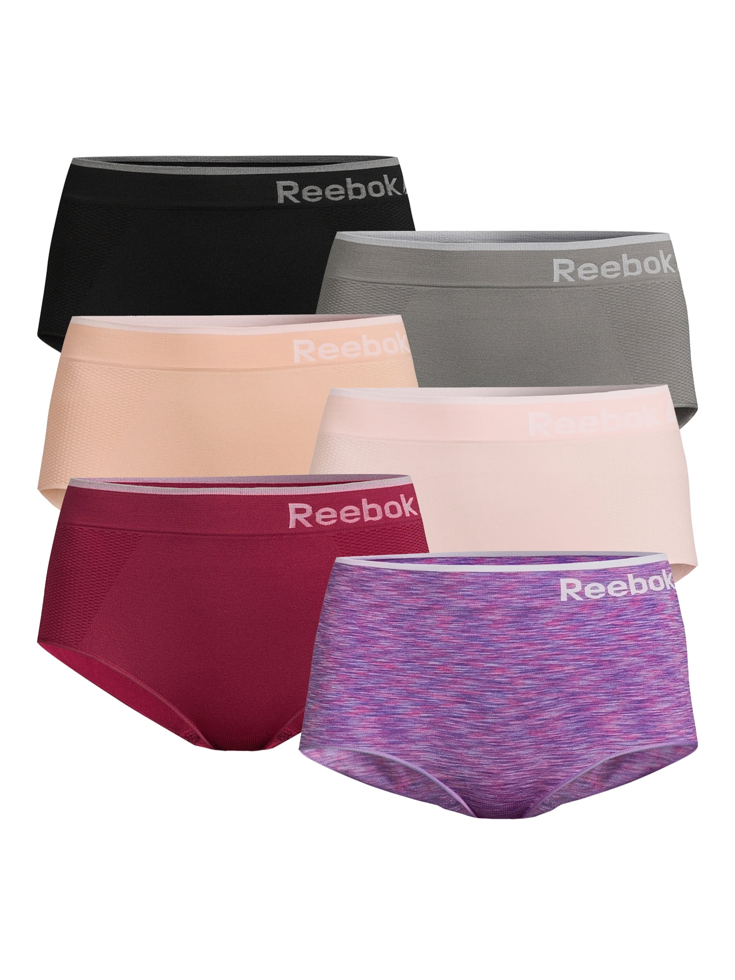 Reebok Women's Seamless Brief Panties, 6-Pack, Sizes S-XXL