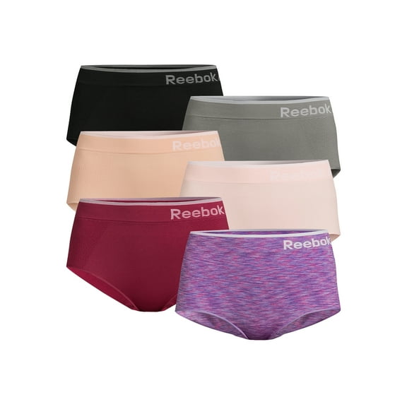 Reebok Women's Underwear Seamless Briefs Panties, 6-Pack, Sizes XS- 3XL