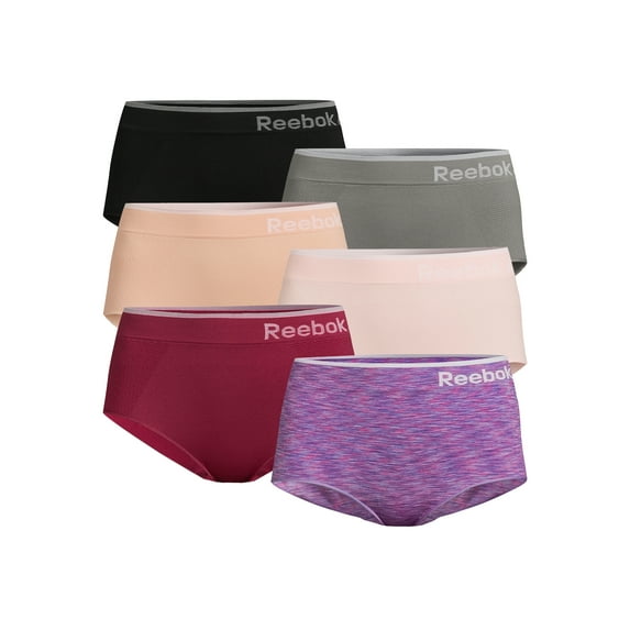 Reebok Women's Underwear Seamless Briefs Panties, 6-Pack, Sizes XS- 3XL