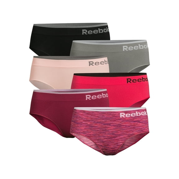 Reebok Women's Underwear Seamless Hipster Panties, 6-Pack, Sizes XS-3XL