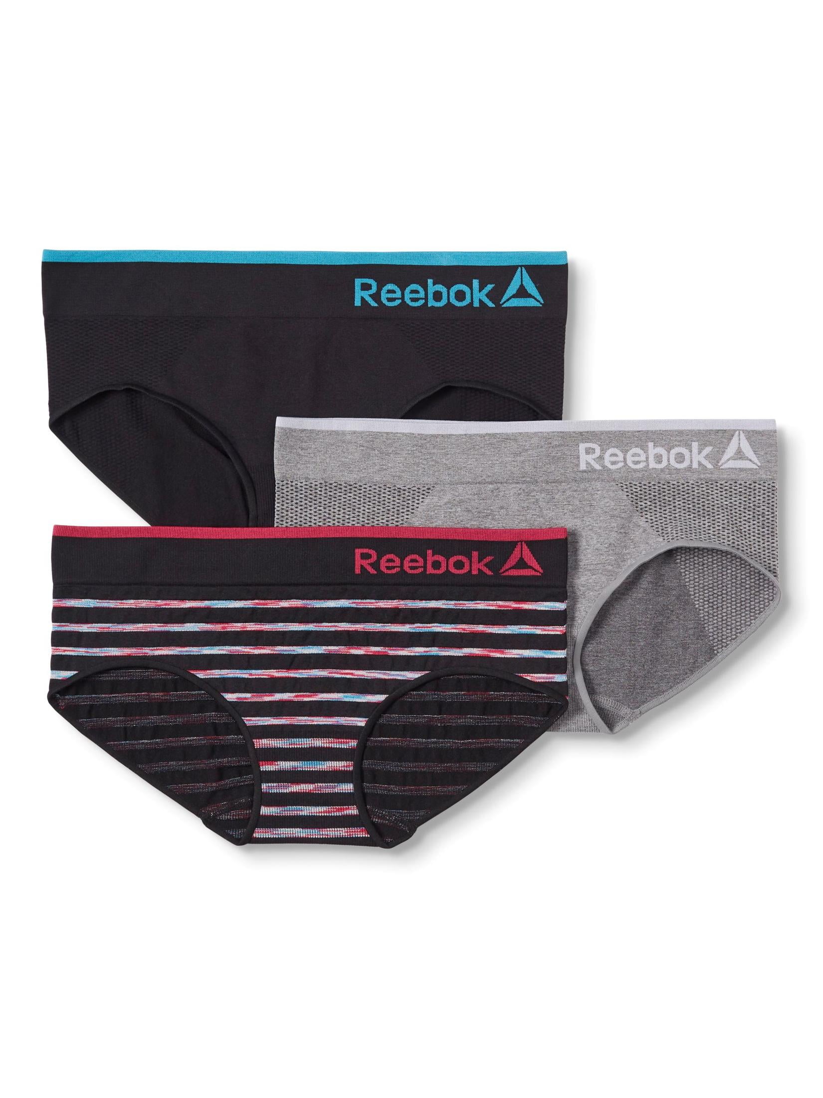 Reebok Womens Seamless Hipster Panties 5-Pack (Pink/Nude/White/Quiet  Shade/Black, Large)