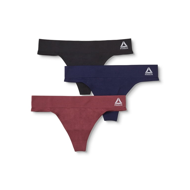 Reebok Women's Underwear - Seamless Thong (3 Pack), Blackened