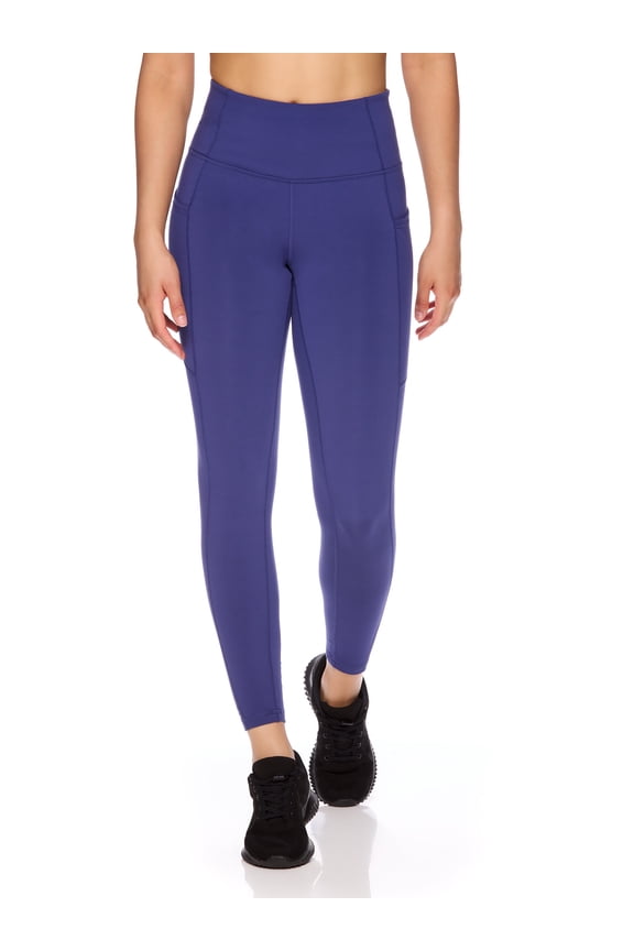 Women's Solid Print High Rise 7/8 Legging with 25" Inseam and Side Pockets