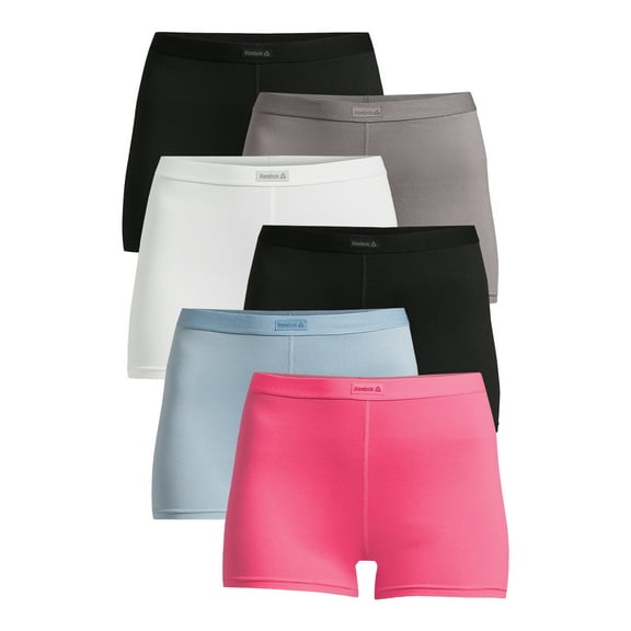 Reebok Women's Underwear Sport Soft Boyshort Panties, 6-Pack Sizes XS-3XL