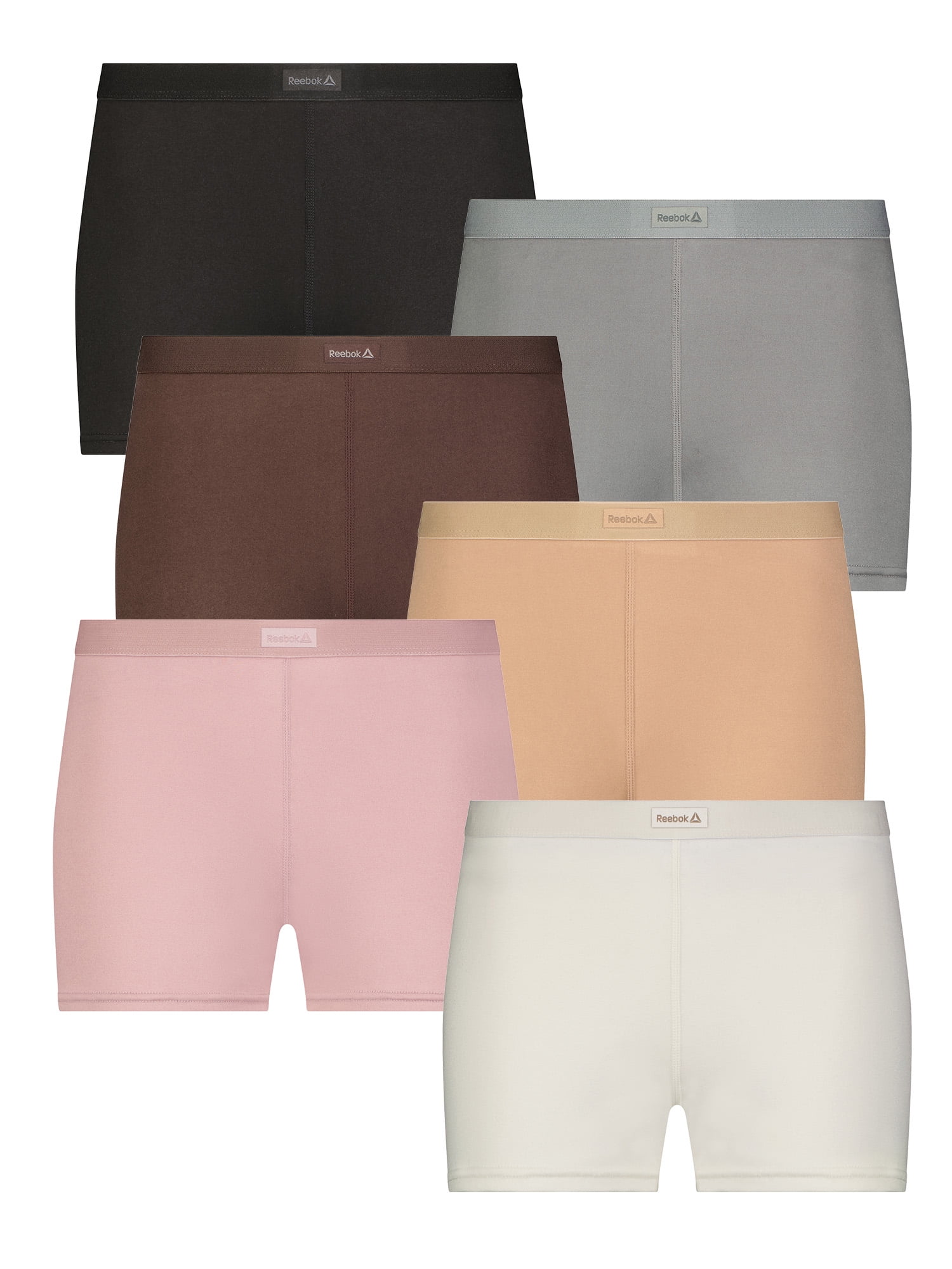 Reebok Women's Underwear Sport Soft Boyshort Panties, 6-Pack Sizes XS-3XL