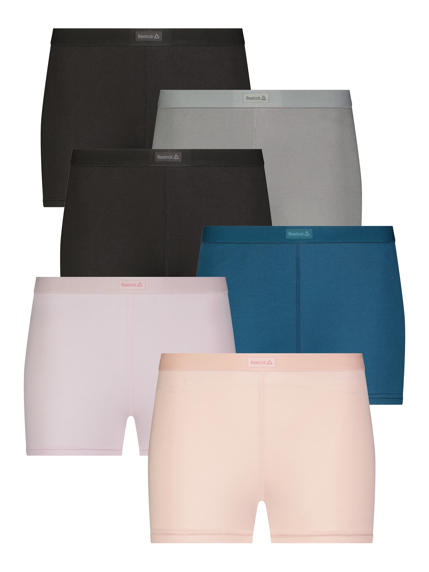 Reebok Women's Underwear Sport Soft Boyshort Panties, 6-Pack Sizes XS-3XL