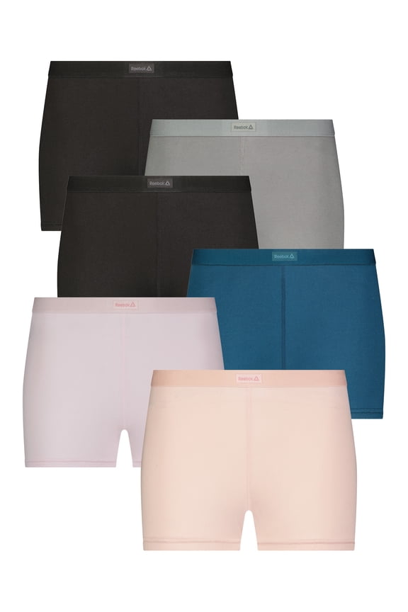 Women's Underwear Sport Soft Boyshort Panties, 6-Pack Sizes XS-3XL