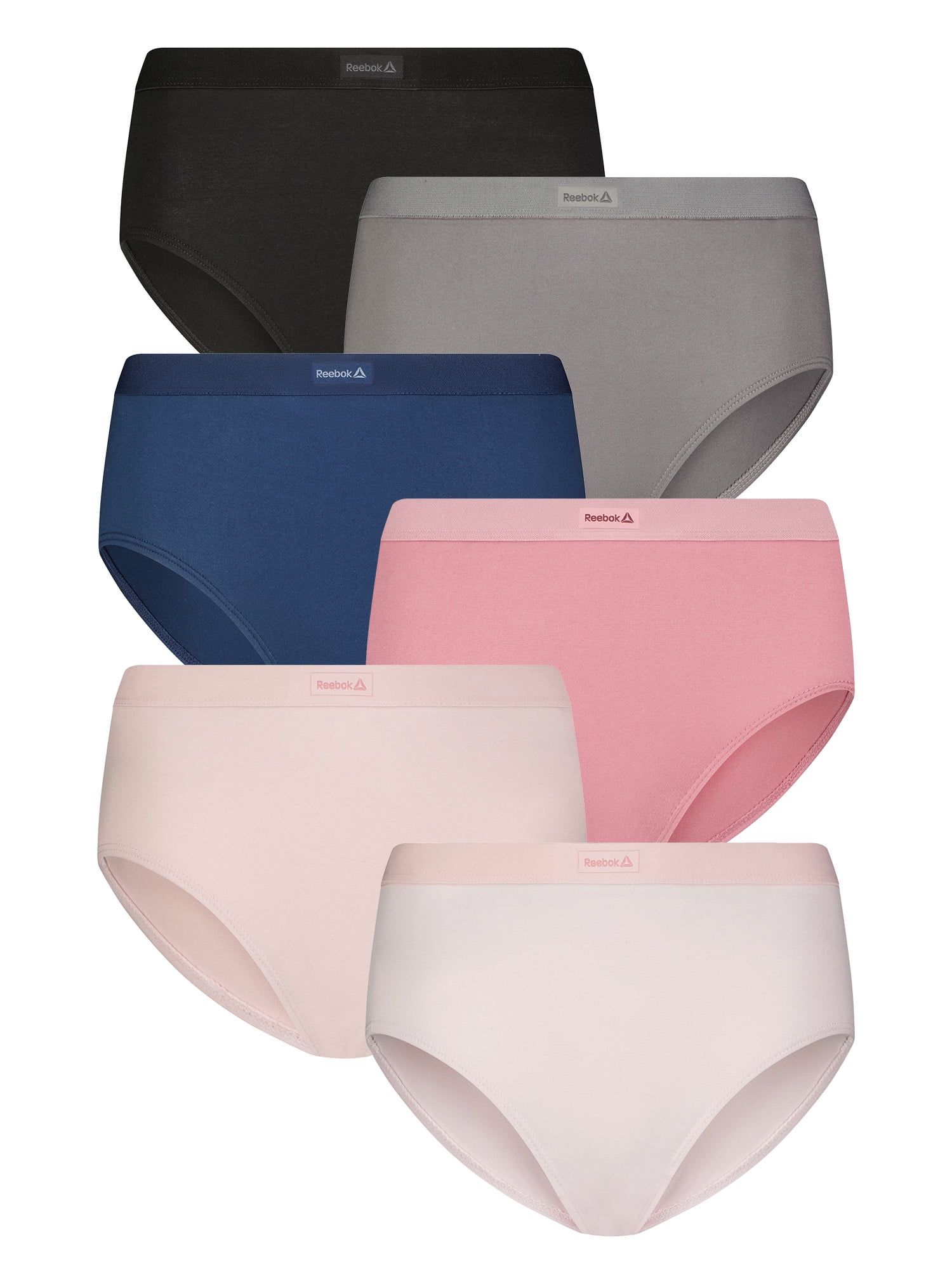 Reebok Women's Underwear Sport Soft Hipster Panties, 6-Pack Sizes XS-3XL
