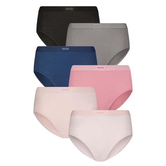 Reebok Women's Underwear Sport Soft Hipster Panties, 6-Pack Sizes XS-3XL
