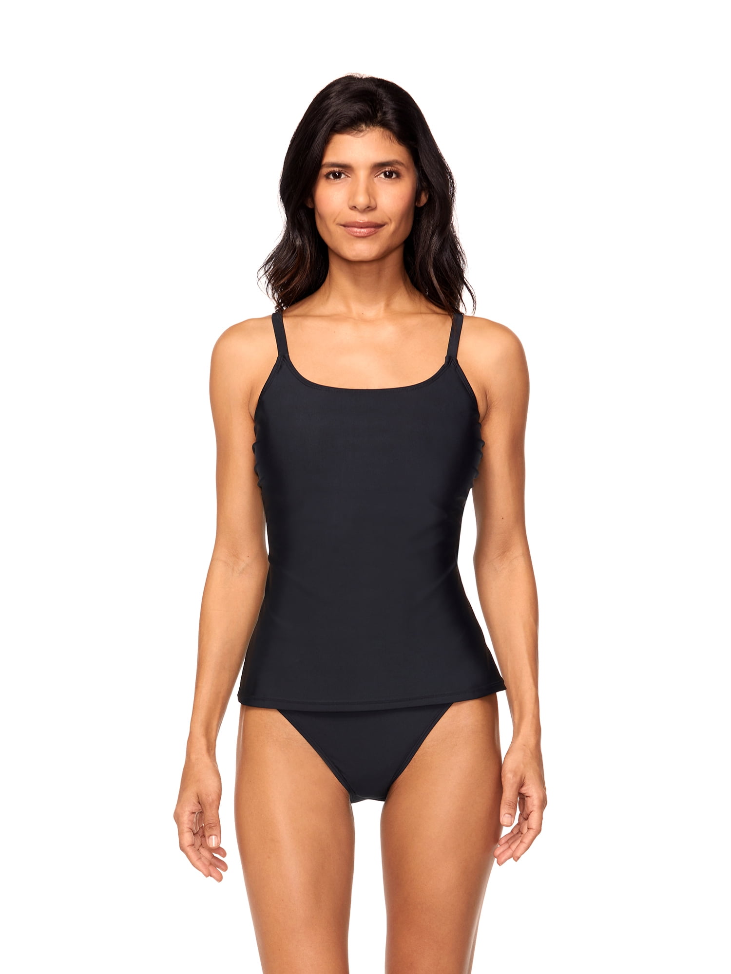 Lands' End Women's Texture Chlorine Resistant Square Neck Underwire Tankini  Top Swimsuit 