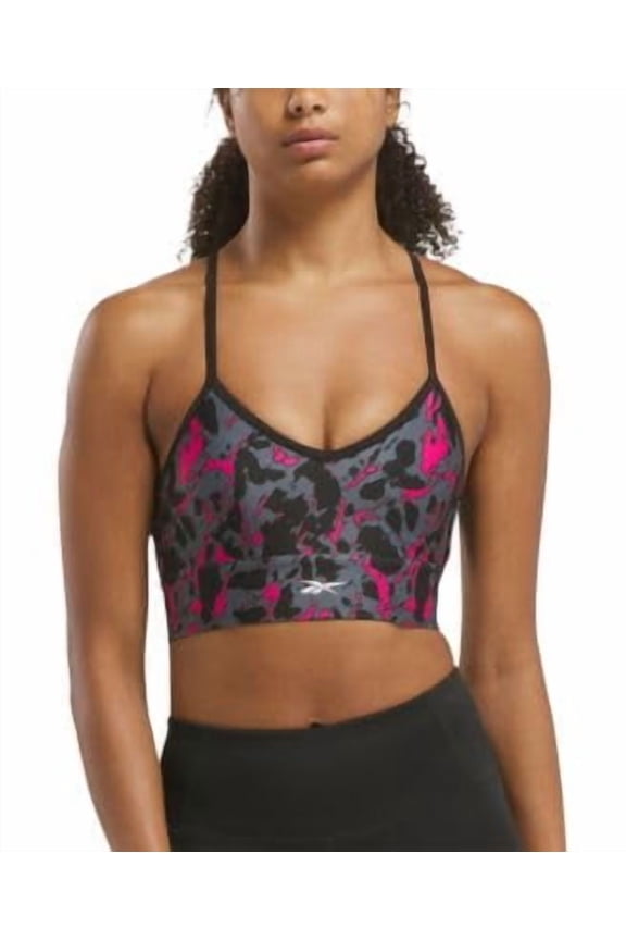 Women's Standard Id Train All-Over-Print Bra, Black/Bold Pink
