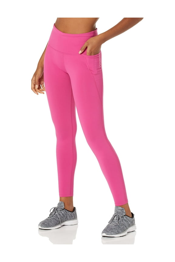 Reebok Women's Standard Lux High-Rise Leggings, Semi Proud Pink/Side Pocket, XX-Small Short