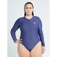 thumbnail image 1 of Reebok Women's Swim Long Sleeve Zip-Up One Piece Swimsuit with UPF 50+, Sizes XS-XXL, 1 of 4