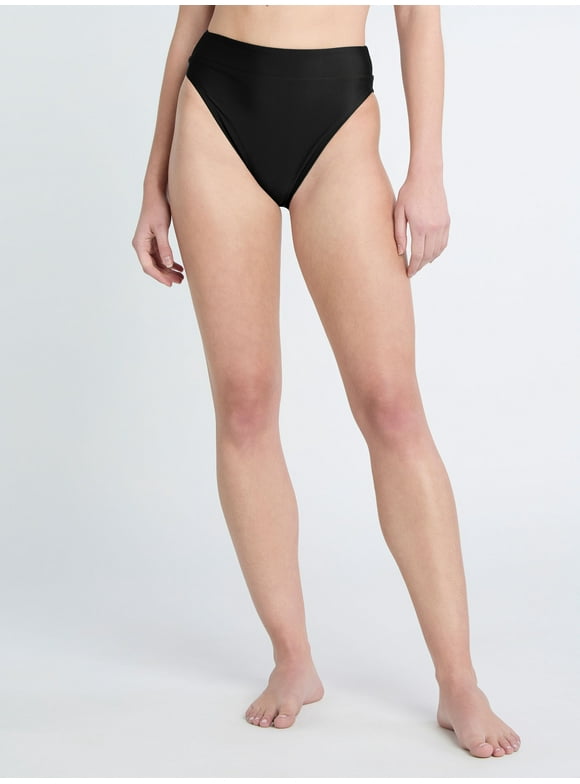 Women's Swim V-Front High Waisted High Leg Bottom with UPF 50+, Sizes XS-XXL