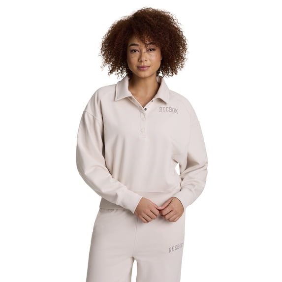 Reebok Women's and Women's Plus All Seasons Oversize Polo Sweatshirt, Sizes XS-4X