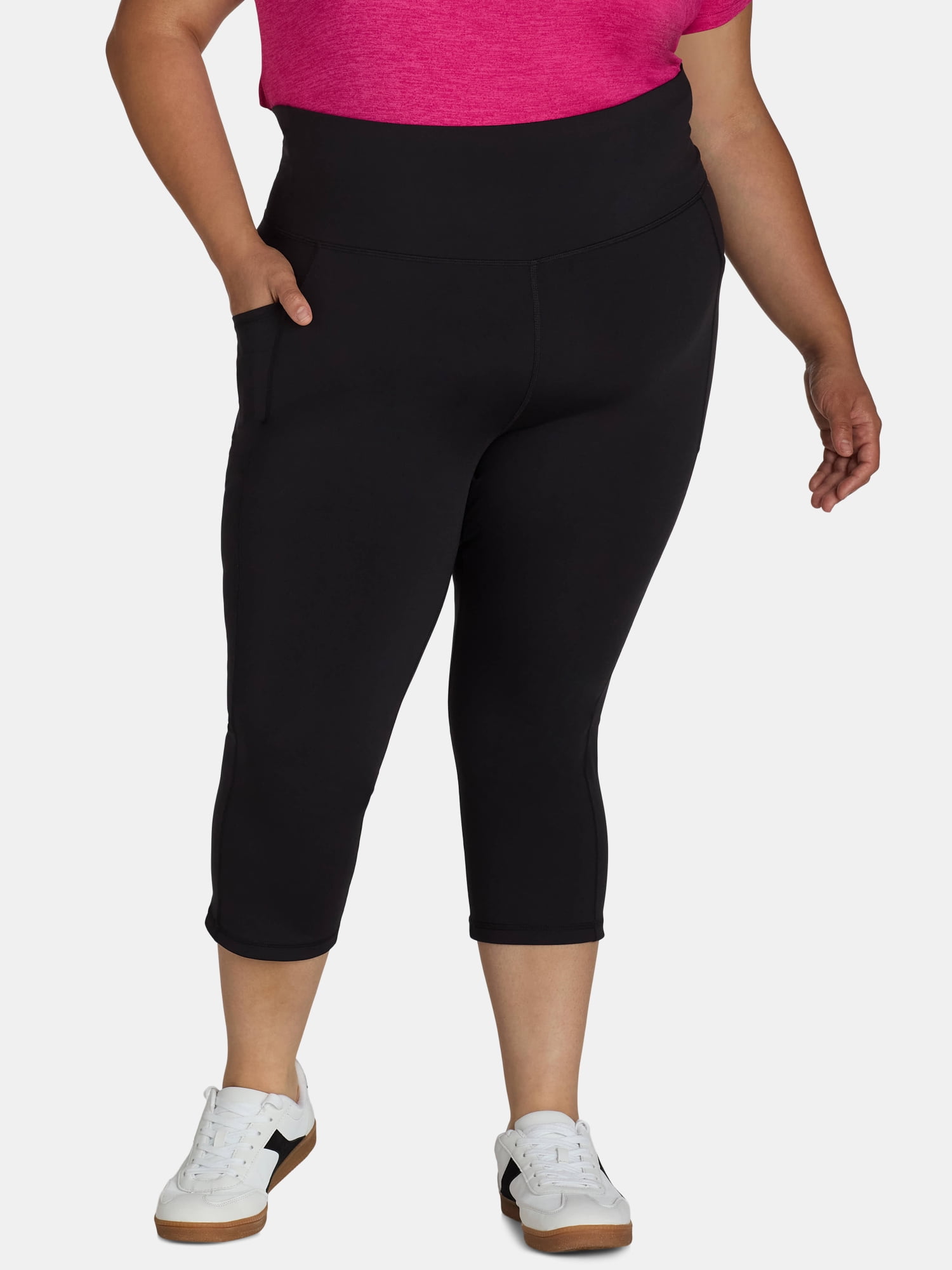 Reebok Women's and Women's Plus Highrise Everyday Capri Legging with 20" Inseam and Side Pockets