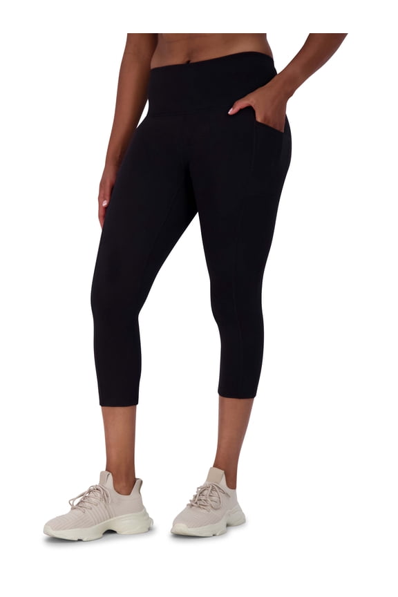 Women's and Women's Plus Highrise Everyday Capri Legging with 20" Inseam and Side Pockets