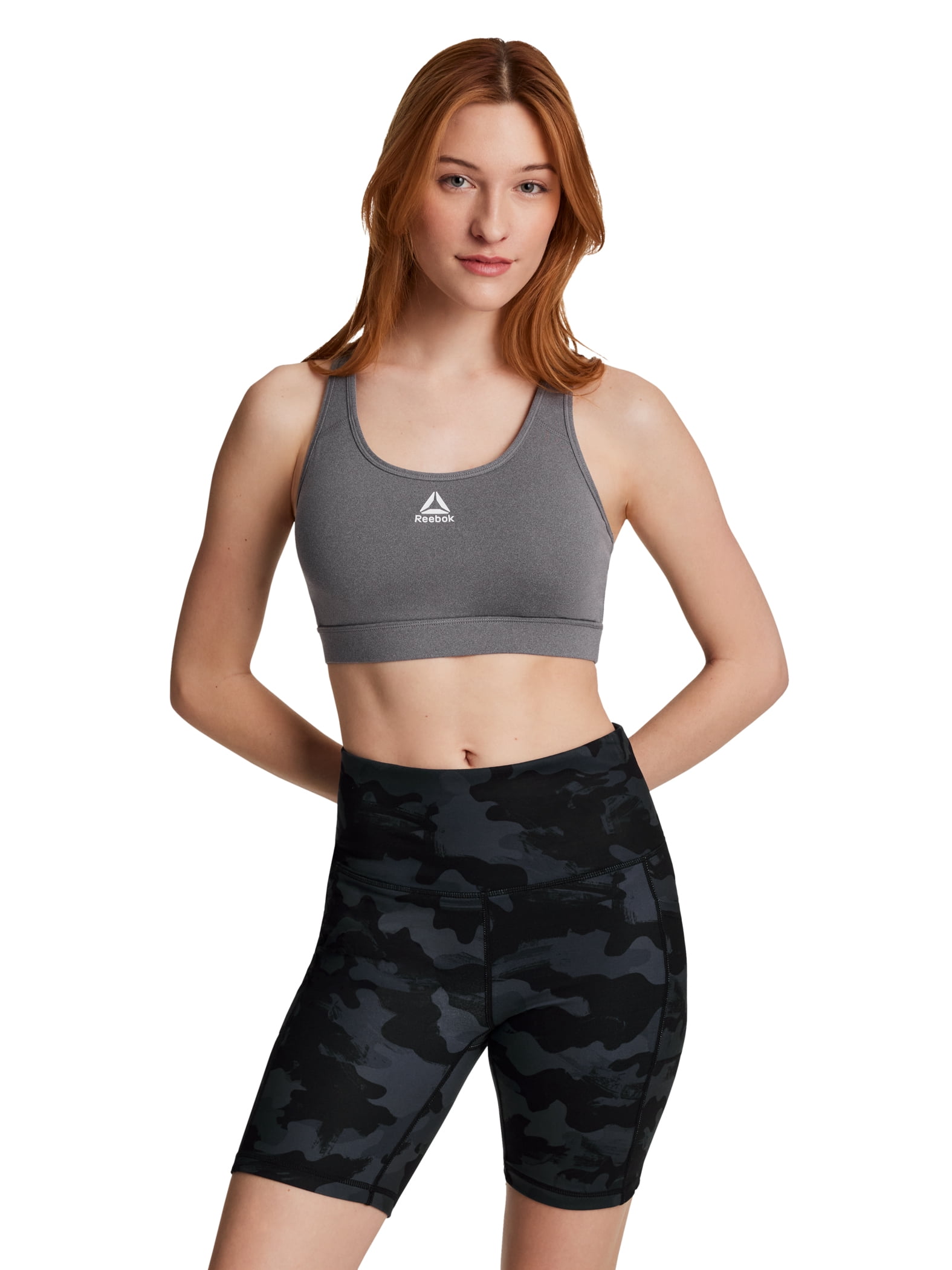 Reebok Women's and Women's Plus Medium Impact Stronger Sports Bra with Mesh Panel and Removable Cups, Sizes XS-4X