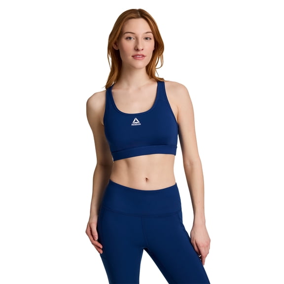 Reebok Women's and Women's Plus Medium Impact Stronger Sports Bra with Mesh Panel and Removable Cups, Sizes XS-4X