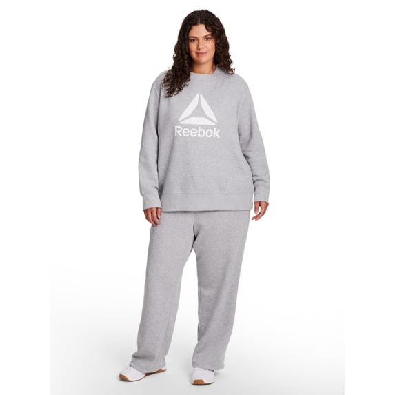 Reebok Women's and Women's Plus Sport Core Crewneck and Straight Leg Pant 2-Piece Set, Sizes XS-4X