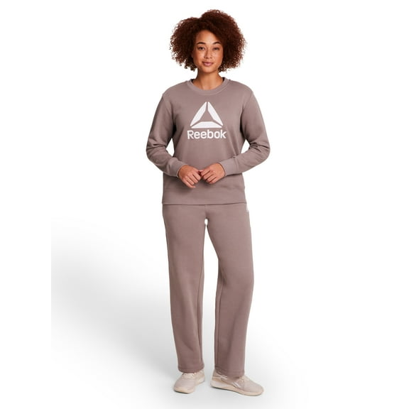 Reebok Women's and Women's Plus Sport Core Crewneck and Straight Leg Pant 2-Piece Set, Sizes XS-4X