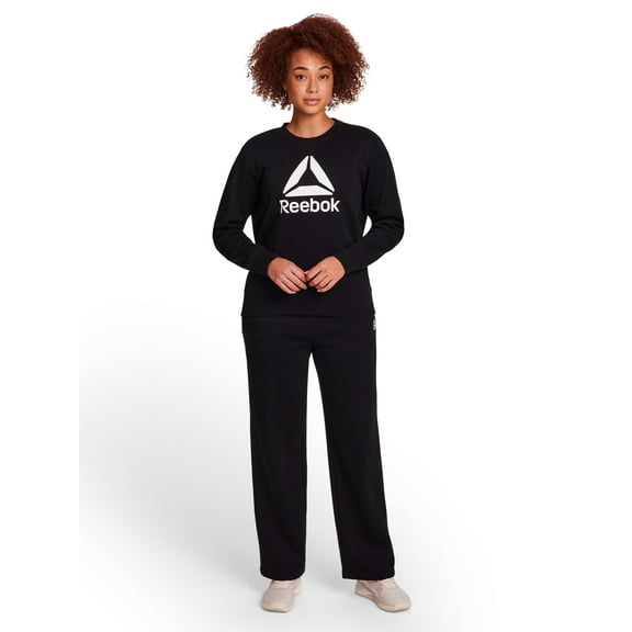 Reebok Women's and Women's Plus Sport Core Crewneck and Straight Leg Pant 2-Piece Set, Sizes XS-4X