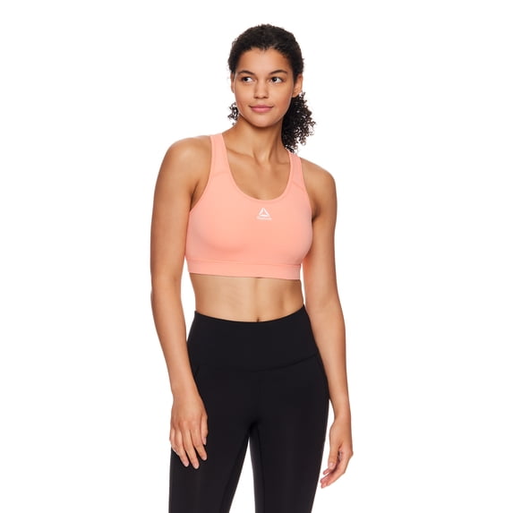 Reebok Women's and Women's Plus Medium Impact Stronger Sports Bra with Mesh Panel and Removable Cups, Sizes XS-4X