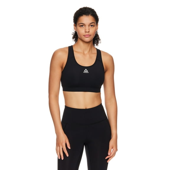 Reebok Women's and Women's Plus Medium Impact Stronger Sports Bra with Mesh Panel and Removable Cups, Sizes XS-4X